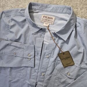 Filson Twin Lakes Shirt Blue Womens XL Button Up Performance Fishing Outdoor New